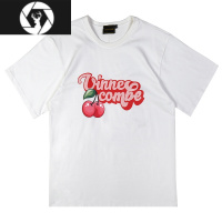 HongZun夏季新款水果樱桃印花短袖男女情侣宽松潮牌圆领T恤