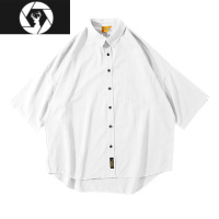 HongZun夏季日系潮男士短袖衬衫穿搭高级感痞帅气休闲衬衣一整套男装全身