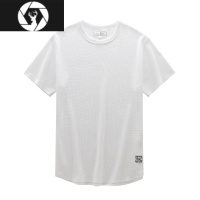 HongZun日系250G华夫格t恤男短袖夏季宽松纯色白色高级感体恤半袖女