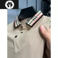 HongZun高端提花格子翻领短袖polo衫男士半袖t恤纯色休闲商务夏季薄款潮