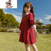 YueBin女童连衣裙新年装儿童裙子红色公主裙大童衣服过年秋冬洋气童装潮裙子童