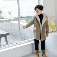 YueBin男童秋冬呢子大衣2020韩版新款儿童羔绒洋气外套一体童装潮毛衣