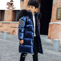 YueBin儿童羽绒服中长款男童女童冬季加厚免洗外套中大童亮面洋气冬装外套童