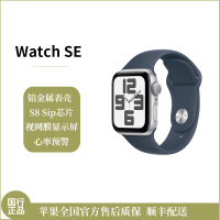 Apple Watch SE (GPS) 44 毫米 银色铝金属表壳 风暴蓝运动型表带 - M/L