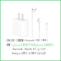 苹果/Apple 原装充电器 20W +USB-C接口原装线控耳机 适配iphone15/iPad pro/Air4/5