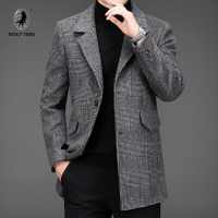 [七匹狼国际公司授权WOLF TREK ]男装男士羊毛呢子外套中长款毛呢大衣男装新款秋冬季中年爸爸风衣