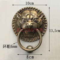 仿古大拉手中式纯铜兽头狮子头虎头拉环把手配件复古典实木环