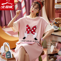 北极绒连衣裙女士夏季韩版棉短袖网红可爱卡通0235-CXM-S裙
