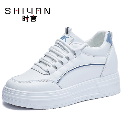 时言(SHIYAN)网红小白鞋女2022秋季新款韩版内增高女鞋学生潮流板鞋厚底松糕休闲鞋女