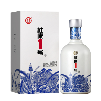 【酒厂自营】杜康1号全新设计蓝色风格52度浓香型高度白酒豫剧脸谱500m单瓶拍4瓶发整箱