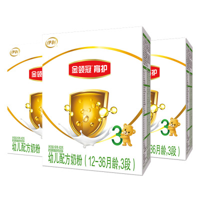 伊利(YILI)金领冠育护 幼儿配方奶粉 3段400克(1-3岁幼儿适用)*3盒(新旧包装随机发货)