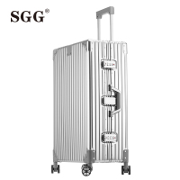 SGG全铝镁合金拉杆箱万向轮24寸ins网红行李箱26寸女复古直角密码箱商务登机箱20寸旅行箱29寸出国托运箱金属箱子