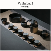 黑陶茶具套装家用简约现代客厅办公室陶瓷日式茶壶茶杯茶碗整