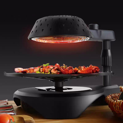 3D电烧烤炉烤串机家用自动魅扣旋转室内电烤盘烤羊肉串 