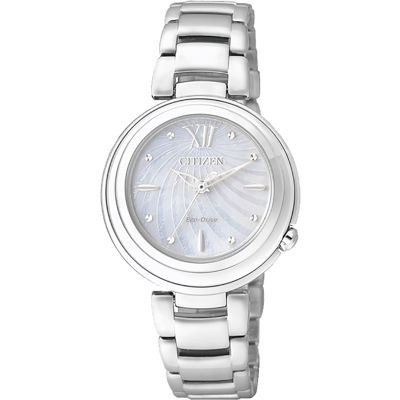国行 西铁城(CITIZEN)手表 时尚光动能白色贝母盘三针休闲简约时尚女款 EM0331-52D