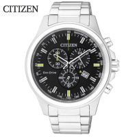 国行 西铁城(CITIZEN)手表 光动能三眼计时不锈钢表带防水时尚商务男士腕表 AT2310-57E