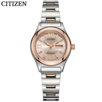 国行 西铁城(CITIZEN) 手表自动机械日星双显不锈钢间粉金色表壳表带时尚商务女表 PD7166-54WB