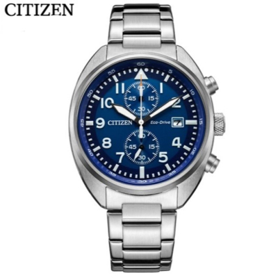国行 西铁城(CITIZEN) 手表光动能日显蓝盘不锈钢带时尚商务计时男表 CA7040-85L