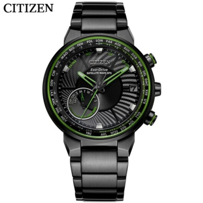 国行 西铁城（CITIZEN）手表光动能绿色指针卫星对时深层防水运动时尚男表CC3075-80E
