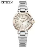 新品 国行西铁城(CITIZEN)手表 奶油拿铁古典光动能电波男士情侣手表女表EC1015-53A