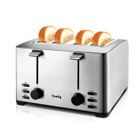 不锈钢烤面包机古达家用商用多士炉4片早餐三明治全自动吐司机 不锈钢色