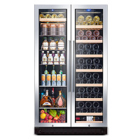 尊堡BJ-635 红酒柜恒温酒柜家用商用冷藏冰吧茶叶冰箱双门大容量 不锈钢冰吧酒柜款