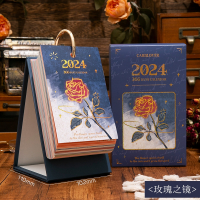 2024年新年台历米魁中国风日历创意办公室桌面小摆件高考考研倒计时自律打卡本_玫瑰之境2024.01-2024.12