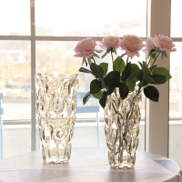 北欧轻奢水晶玻璃花瓶米魁透明客厅酒店插花玫瑰百合鲜花装饰花器摆件