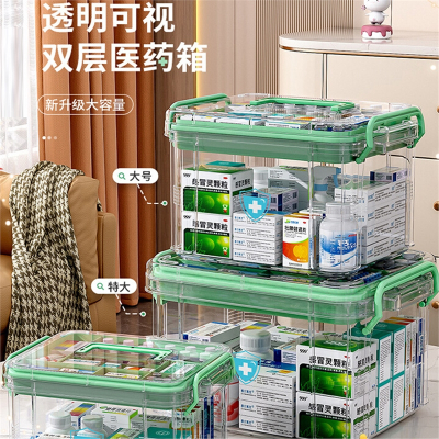 多层药箱家庭装家用米魁医药箱大容量药物收纳盒透明大号医疗急救药盒