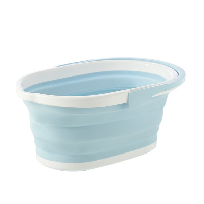 阿斯卡利(ASCARI)家用长方形折叠拖把桶创意便携卫生间可折叠手提水桶拖鞋桶储水桶 蓝色