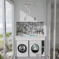 闪电客太空铝洗衣机伴侣双洗衣机柜烘干机组合一体柜双机位洗衣台阳台柜