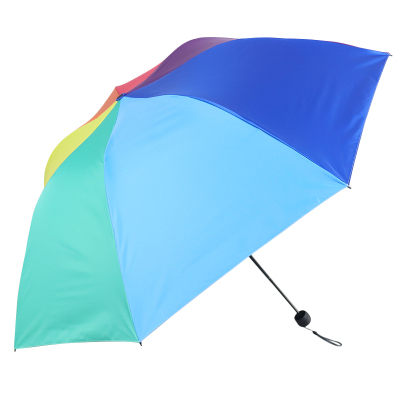 天堂伞正品黑胶彩虹伞清新折叠男女晴雨伞太阳伞三折阳伞 彩虹伞