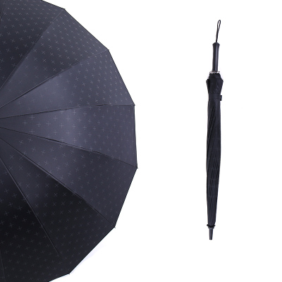 天堂伞直杆伞自动晴雨伞长柄伞复古超大加固16骨直柄加厚商务伞定制 黑色