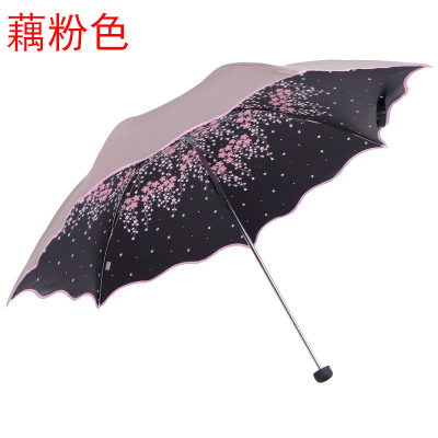 天堂伞晴雨伞折叠雨伞女晴雨两用森系小清新防晒太阳伞简约纯色复古 藕粉色
