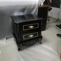 床头柜欧式木质白色花阿斯卡利(ASCARI)公主储物柜床边柜现代小户型迷你床头柜 欧式黑色床头柜 整装