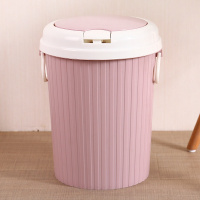 创意卫生间垃圾桶阿斯卡利(ASCARI)家用客厅卧室厕所厨房带盖垃圾筒有盖弹盖拉圾桶 大号粉色