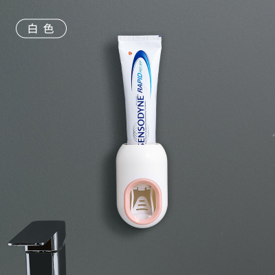 全自动挤牙膏器套装阿斯卡利(ASCARI)吸壁挂式免打孔牙膏挤压卫生间牙刷置物架 月光白
