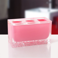 创意电动牙刷架阿斯卡利(ASCARI)台面置物架卫生间多孔家庭情侣装牙膏收纳架底座 粉红色冰花款