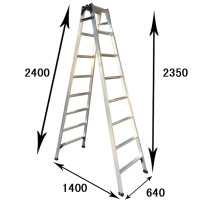 多功能折叠梯子阿斯卡利(ASCARI)铝合金加厚人字梯家用室内伸缩阁楼工程梯2米 加强焊接八步-2.4m(单面焊接)