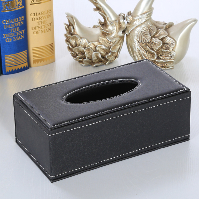 酒店皮质纸巾盒阿斯卡利(ASCARI)欧式创意餐厅纸抽盒 办公室简约餐巾纸盒定制logo 黑色大盒