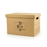 牛皮纸质折叠特大号阿斯卡利(ASCARI)收纳箱公司档案盒收纳纸盒有盖搬家整理箱 时钟 39X28X27cm