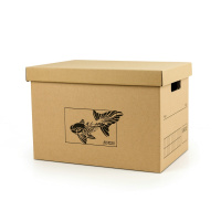 牛皮纸质折叠特大号阿斯卡利(ASCARI)收纳箱公司档案盒收纳纸盒有盖搬家整理箱 飞鱼 39X28X27cm