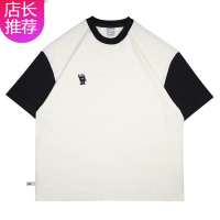 HLCOMAN22SS熊猫拼接个性新品短袖T恤宽松小圆领情侣男女夏