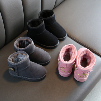HKCP女童猫咪雪地靴2020冬季新款保暖大棉加绒加厚棉鞋儿童绒面短靴子[3月28日前发完]