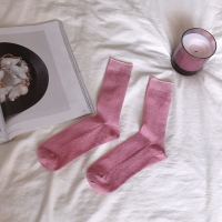 YUNWUXIN韩国粉色少女心金银丝堆堆袜袜子 搭配毛毛鞋拖鞋袜子