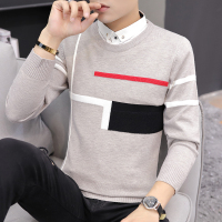 BaLuoShang男士毛衣假两件2020新款韩版带领针织衫学生衬衫领秋冬季加厚线衣毛衣