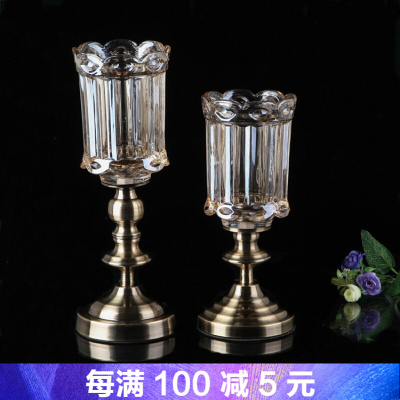 欧式水晶玻璃花瓶古典样板房间干摆设客厅家居软装饰品烛台