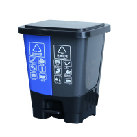 卡里鳄分类塑料垃圾桶脚踩垃圾容器垃圾筒QYS—LJT01带盖加厚双桶脚踏垃圾桶