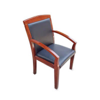 卡里鳄斜木扶手椅子办公椅老板椅KLE—YY021会议椅实木皮质椅舒适椅