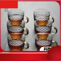 锤纹玻璃杯子带把150ML家用玻璃水杯套装创意客厅女士品茶杯